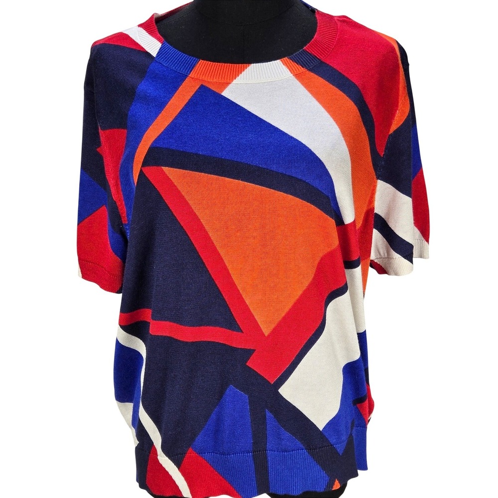 Women's Lauren Ralph Lauren XXL Short Sleeve Geometric Abstract Knit‎ Top Mod